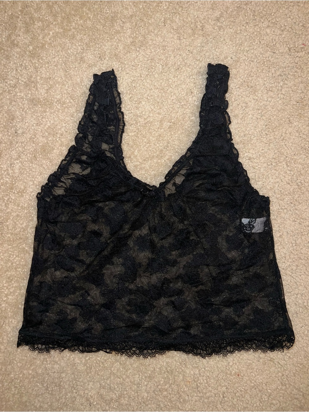 Black Sheer Lace Tank Top